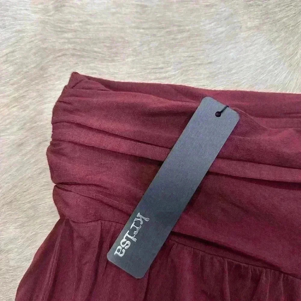 Revolve Krisa Wide Leg Flowy Stretch Pants Women Maroon/Burgundy Size Large NWT - Picture 3 of 7